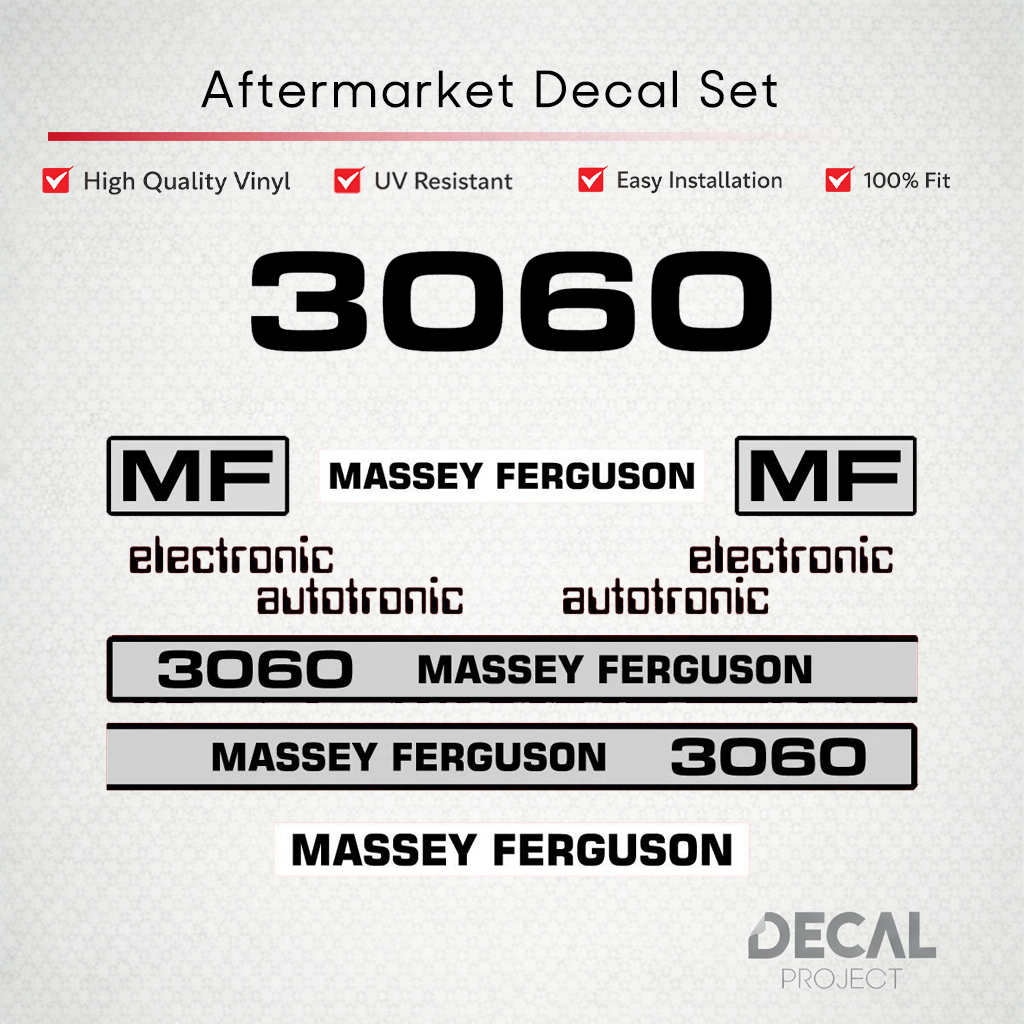Aftermarket Decal Kit Compatible with Massey Ferguson 3060 – Autotronic Restoration Vinyl Set – Image 1
