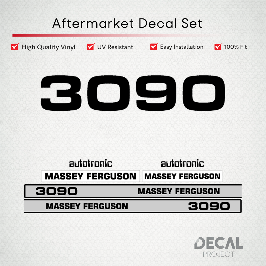 Aftermarket Decal Kit Compatible with Massey Ferguson 3090 – Autotronic Restoration Vinyl Set – Image 1
