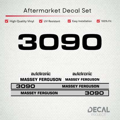Aftermarket Decal Kit Compatible with Massey Ferguson 3090 – Autotronic Restoration Vinyl Set – Image 1