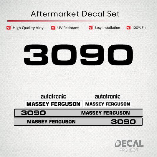Aftermarket Decal Kit Compatible with Massey Ferguson 3090 – Autotronic Restoration Vinyl Set – Image 1