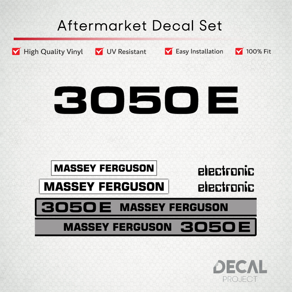 Aftermarket Decal Kit Compatible with Massey Ferguson 3050 E – Premium Restoration Vinyl Set – Image 1
