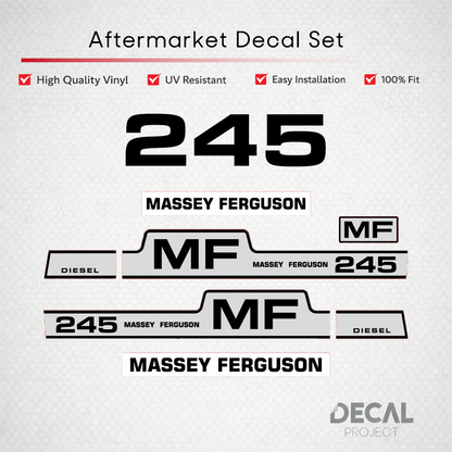 Aftermarket Decal Kit Compatible with Massey Ferguson 245 – Diesel Model Restoration Vinyl Set – Image 1