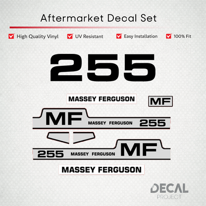 Aftermarket Decal Kit Compatible with Massey Ferguson 255 – Premium Hood Stripes and Logo Set – Image 1