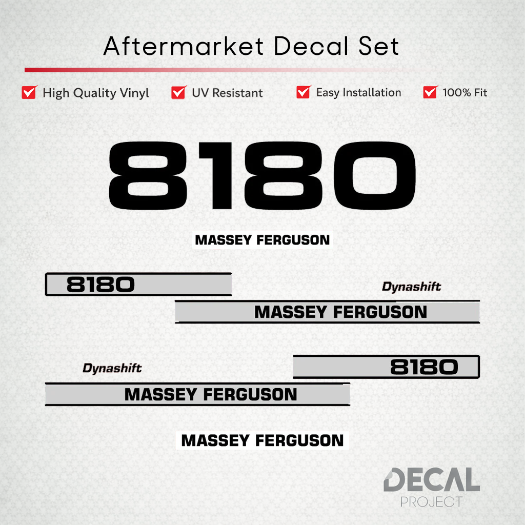 Aftermarket Decal Kit Compatible with Massey Ferguson 8180 – Premium Restoration Vinyl Set – Image 1
