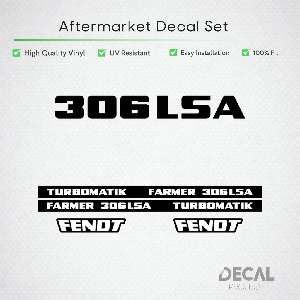 Fendt Farmer 306 LSA Turbomatik Decal Set - Early 300 Series Restoration