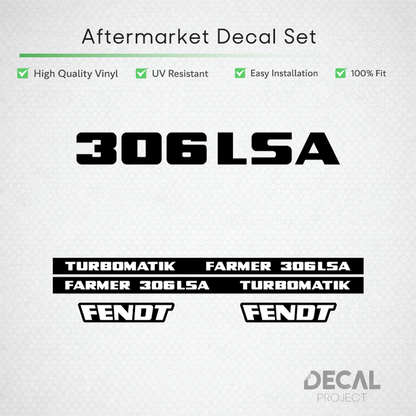 Fendt Farmer 306 LSA Turbomatik Decal Set - Early 300 Series Restoration