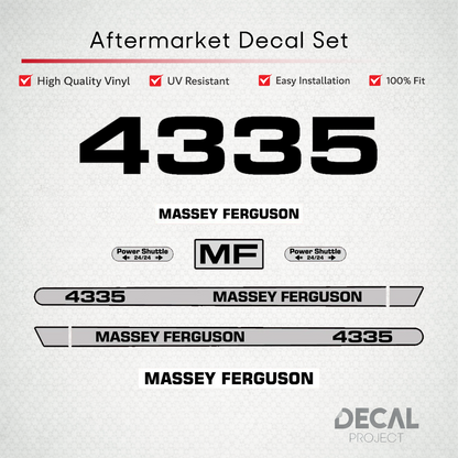 Aftermarket Decal Kit Compatible with Massey Ferguson 4335 – Premium Hood Stripe Graphics Set – Image 1