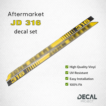 Aftermarket set fits JD 316 Decal Kit – High-Quality Restoration Stickers – Full Set