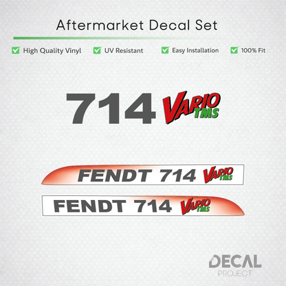 Fendt 714 Vario TMS Decal Kit - Facelift Red Gradient Edition - Vinyl Set