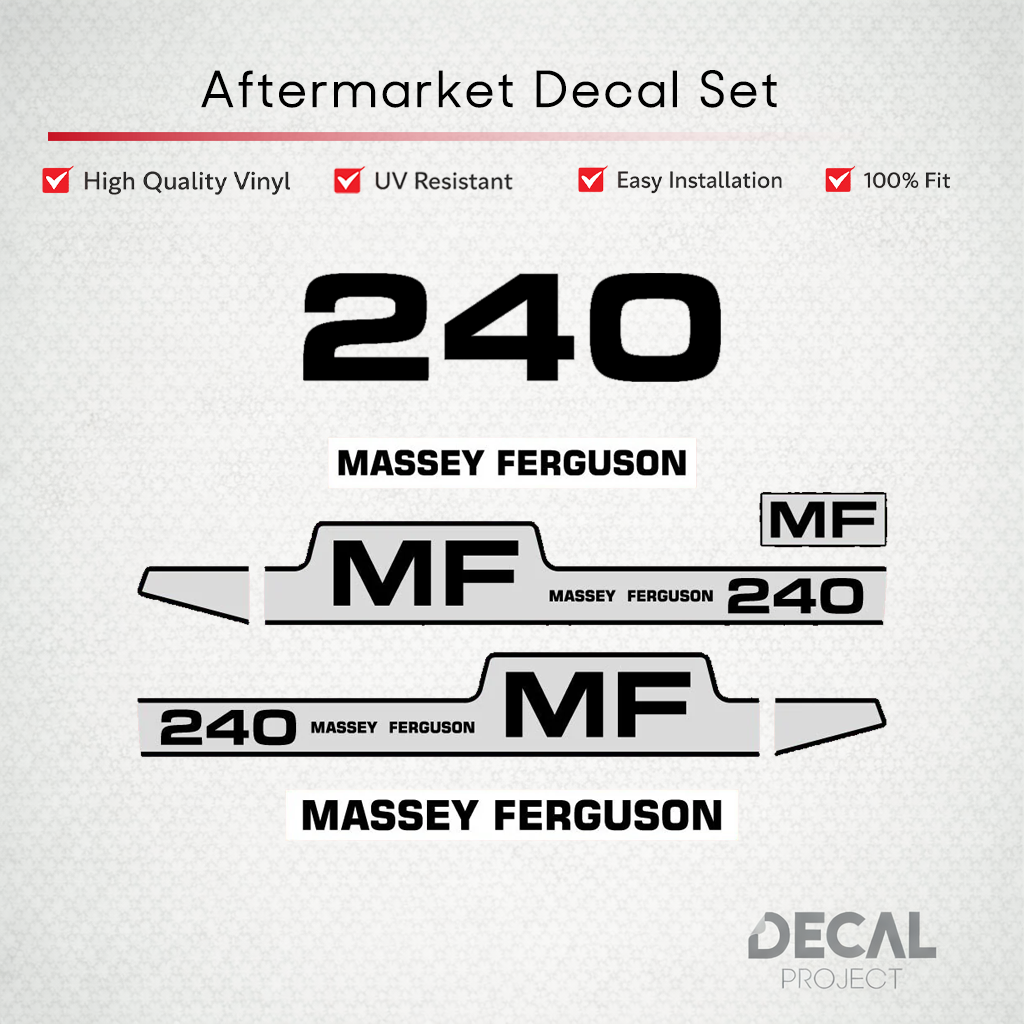 Aftermarket Decal Kit Compatible with Massey Ferguson 240 – Premium Restoration Vinyl Set – Image 1
