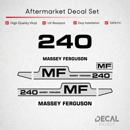 Aftermarket Decal Kit Compatible with Massey Ferguson 240 – Premium Restoration Vinyl Set – Image 1