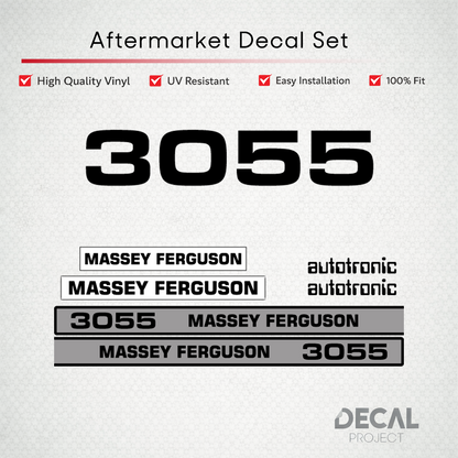 Aftermarket Decal Kit Compatible with Massey Ferguson 3055 – Autotronic Restoration Vinyl Set – Image 1
