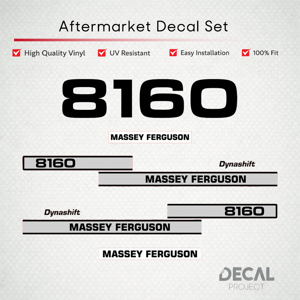 Aftermarket Decal Kit Compatible with Massey Ferguson 8160 – Premium Restoration Vinyl Set – Image 1