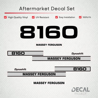 Aftermarket Decal Kit Compatible with Massey Ferguson 8160 – Premium Restoration Vinyl Set – Image 1
