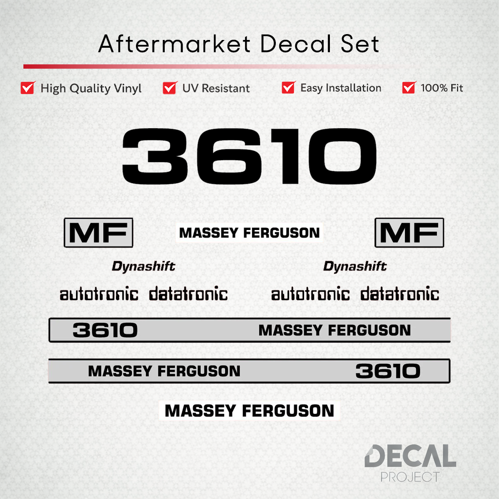 Aftermarket Decal Kit Compatible with Massey Ferguson 3610 – Dynashift Restoration Vinyl Set – Image 1