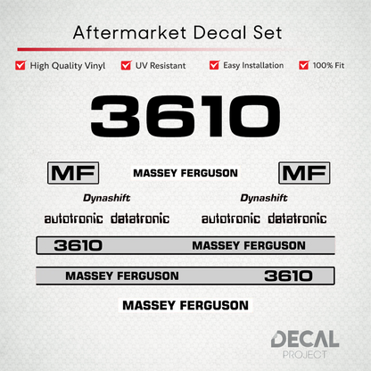 Aftermarket Decal Kit Compatible with Massey Ferguson 3610 – Dynashift Restoration Vinyl Set – Image 1
