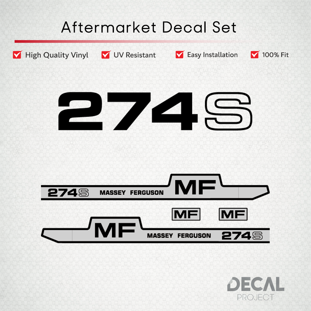 Aftermarket Decal Kit Compatible with Massey Ferguson 274 S – Premium Hood Stripe Graphics Set – Image 1