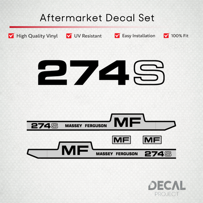 Aftermarket Decal Kit Compatible with Massey Ferguson 274 S – Premium Hood Stripe Graphics Set – Image 1