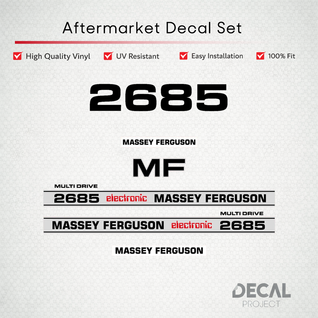 Aftermarket Decal Kit Compatible with Massey Ferguson 2685 – Electronic Multi Drive Restoration Set – Image 1