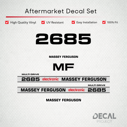 Aftermarket Decal Kit Compatible with Massey Ferguson 2685 – Electronic Multi Drive Restoration Set – Image 1