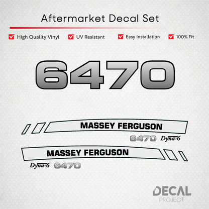 Aftermarket Decal Kit Compatible with Massey Ferguson 6470 – Premium Dyna-6 Hood Graphics Set – Image 1