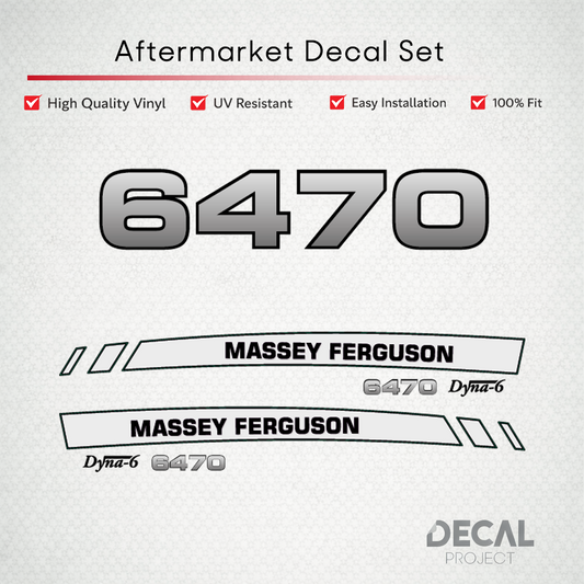 Aftermarket Decal Kit Compatible with Massey Ferguson 6470 – Premium Dyna-6 Hood Graphics Set – Image 1