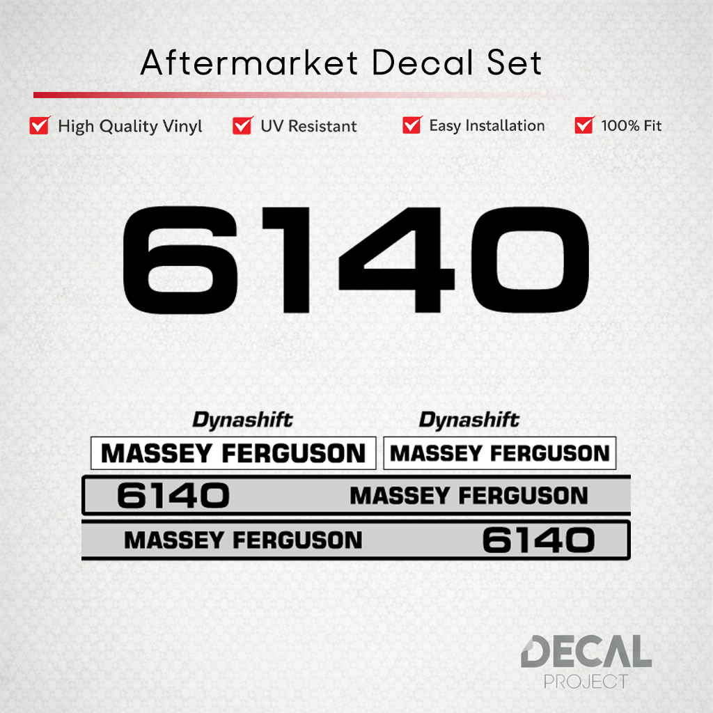 Aftermarket Decal Kit Compatible with Massey Ferguson 6140 – Dynashift Restoration Vinyl Set – Image 1