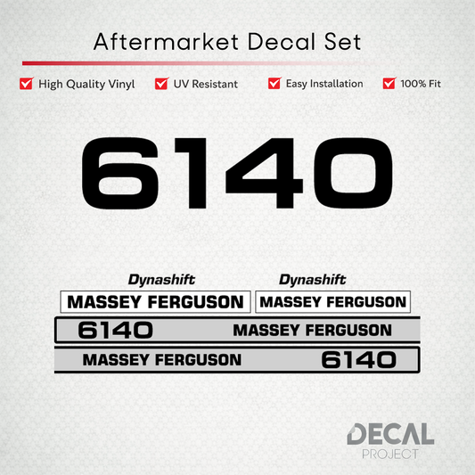 Aftermarket Decal Kit Compatible with Massey Ferguson 6140 – Dynashift Restoration Vinyl Set – Image 1