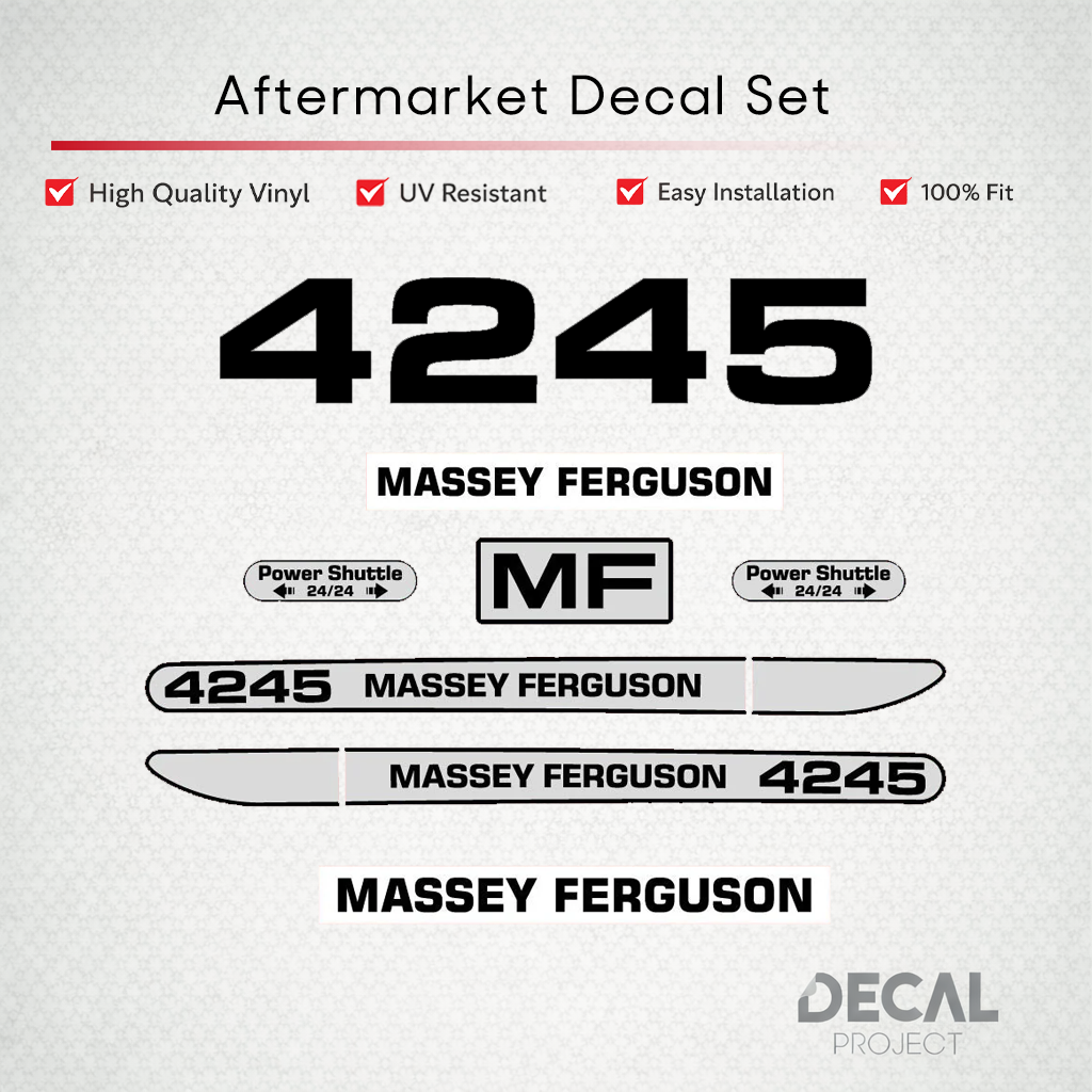 Aftermarket Decal Kit Compatible with Massey Ferguson 4245 – Power Shuttle Restoration Set – Image 1