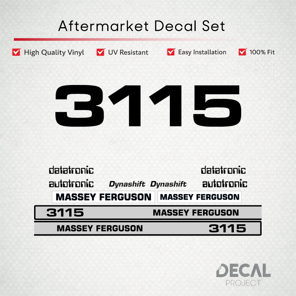 Aftermarket Decal Kit Compatible with Massey Ferguson 3115 – Dynashift Datatronic Restoration Set – Image 1