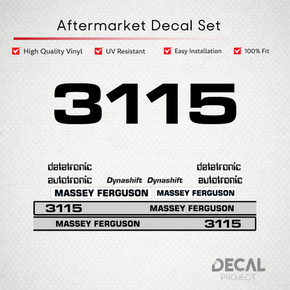 Aftermarket Decal Kit Compatible with Massey Ferguson 3115 – Dynashift Datatronic Restoration Set – Image 1