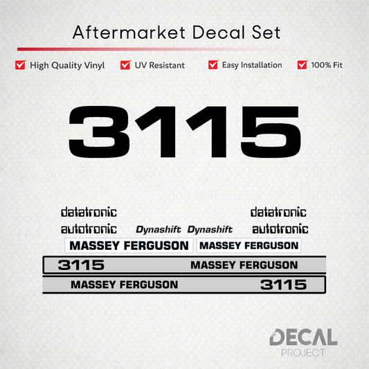 Aftermarket Decal Kit Compatible with Massey Ferguson 3115 – Dynashift Datatronic Restoration Set – Image 1