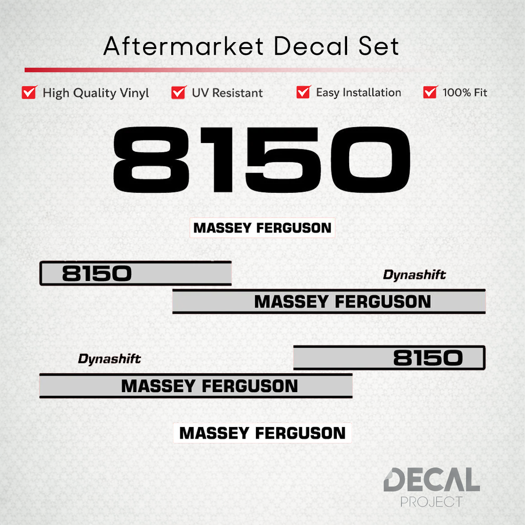 Aftermarket Decal Kit Compatible with Massey Ferguson 8150 – Dynashift Restoration Vinyl Set – Image 1