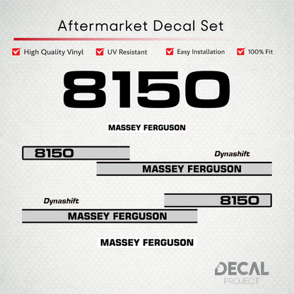 Aftermarket Decal Kit Compatible with Massey Ferguson 8150 – Dynashift Restoration Vinyl Set – Image 1