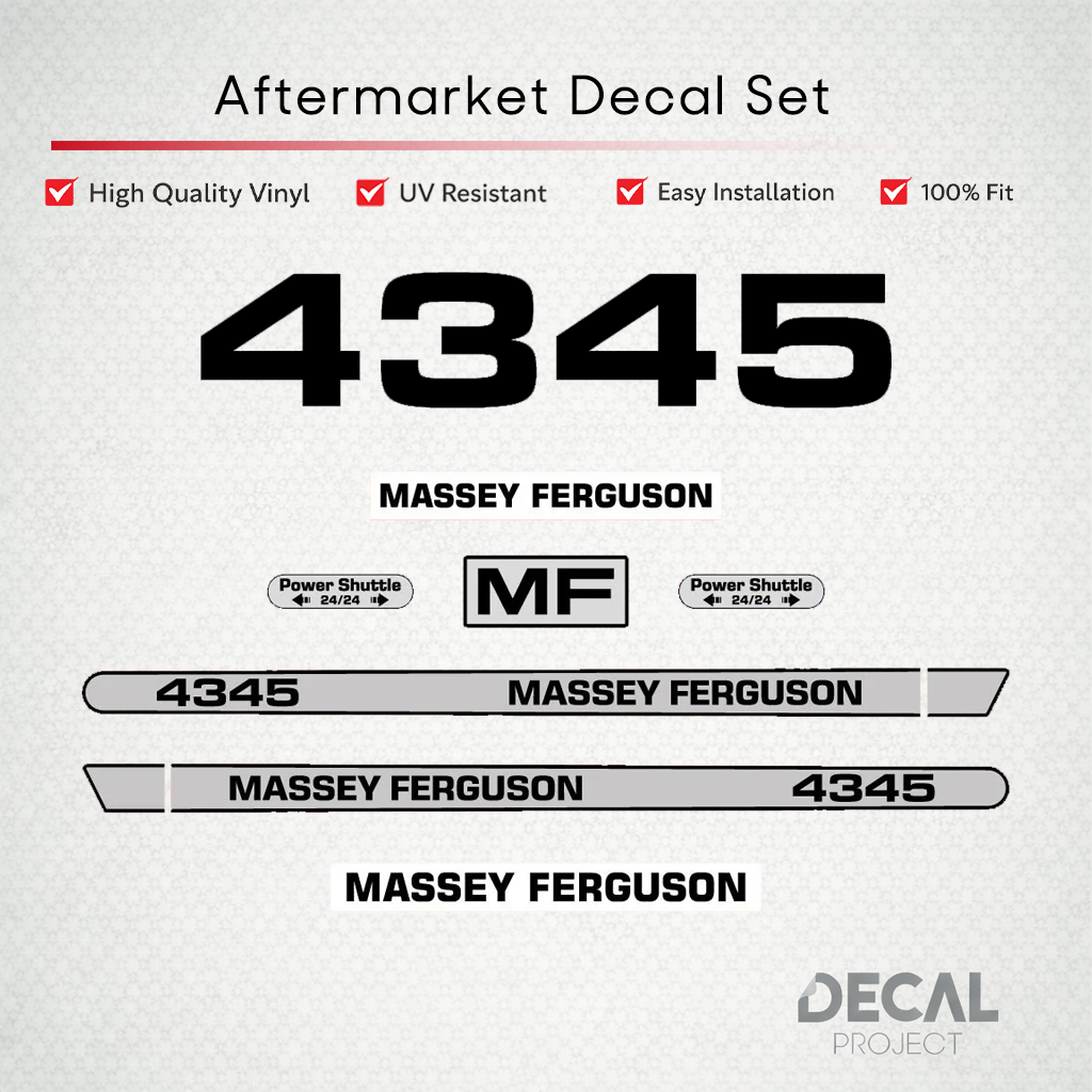 Aftermarket Decal Kit Compatible with Massey Ferguson 4345 – Premium Hood Stripe Graphics Set – Image 1