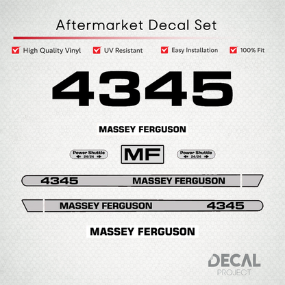 Aftermarket Decal Kit Compatible with Massey Ferguson 4345 – Premium Hood Stripe Graphics Set – Image 1