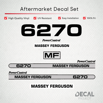 Aftermarket Decal Kit Compatible with Massey Ferguson 6270 – PowerControl Hood Graphics Set – Image 1