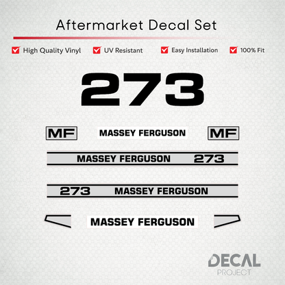 Aftermarket Decal Kit Compatible with Massey Ferguson 273 – Premium Restoration Vinyl Set – Image 1