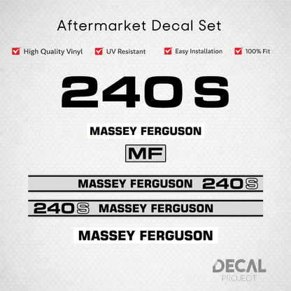 Aftermarket Decal Kit Compatible with Massey Ferguson 240 S (L) – 200 Series Restoration Vinyl Set – Image 1