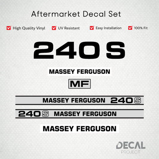 Aftermarket Decal Kit Compatible with Massey Ferguson 240 S (L) – 200 Series Restoration Vinyl Set – Image 1