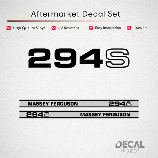 Aftermarket Decal Kit Compatible with Massey Ferguson 294 S – Premium Hood Stripe Restoration Set – Image 1