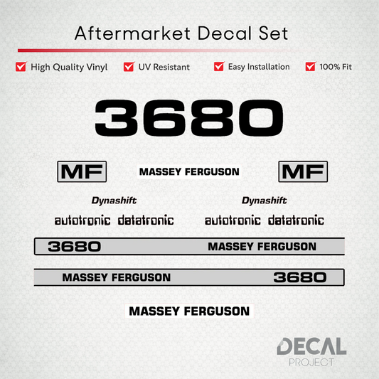 Aftermarket Decal Kit Compatible with Massey Ferguson 3680 – Dynashift Restoration Vinyl Set – Image 1
