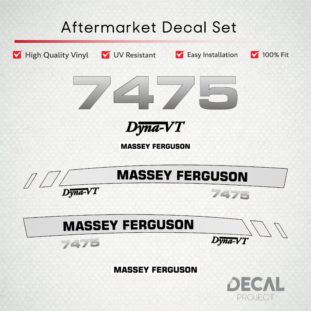 Aftermarket Decal Kit Compatible with Massey Ferguson 7475 – Premium Dyna-VT Hood Graphics Set – Image 1