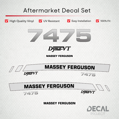 Aftermarket Decal Kit Compatible with Massey Ferguson 7475 – Premium Dyna-VT Hood Graphics Set – Image 1