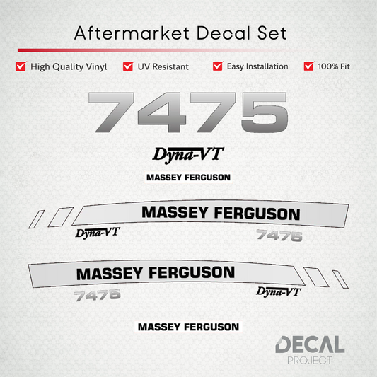 Aftermarket Decal Kit Compatible with Massey Ferguson 7475 – Premium Dyna-VT Hood Graphics Set – Image 1