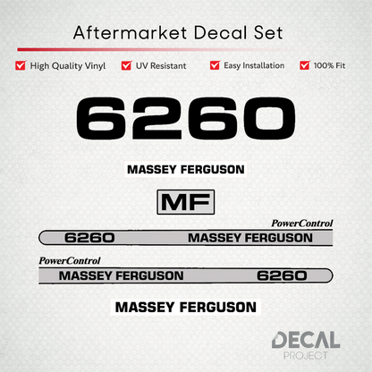 Aftermarket Decal Kit Compatible with Massey Ferguson 6260 – PowerControl Hood Graphics Set – Image 1