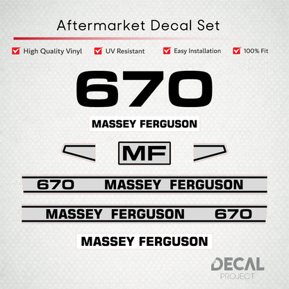 Aftermarket Decal Kit Compatible with Massey Ferguson 670 – 600 Series Restoration Vinyl Set – Image 1