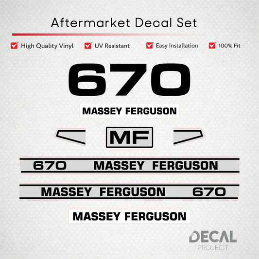 Aftermarket Decal Kit Compatible with Massey Ferguson 670 – 600 Series Restoration Vinyl Set – Image 1