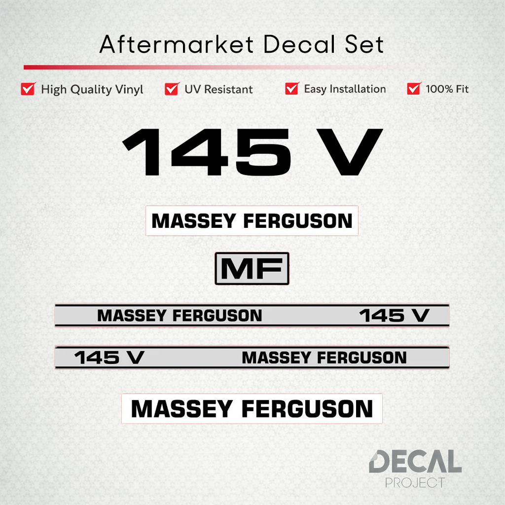 Aftermarket Decal Kit Compatible with Massey Ferguson 145 V – Vineyard and Orchard Tractor Graphics Set – Image 1