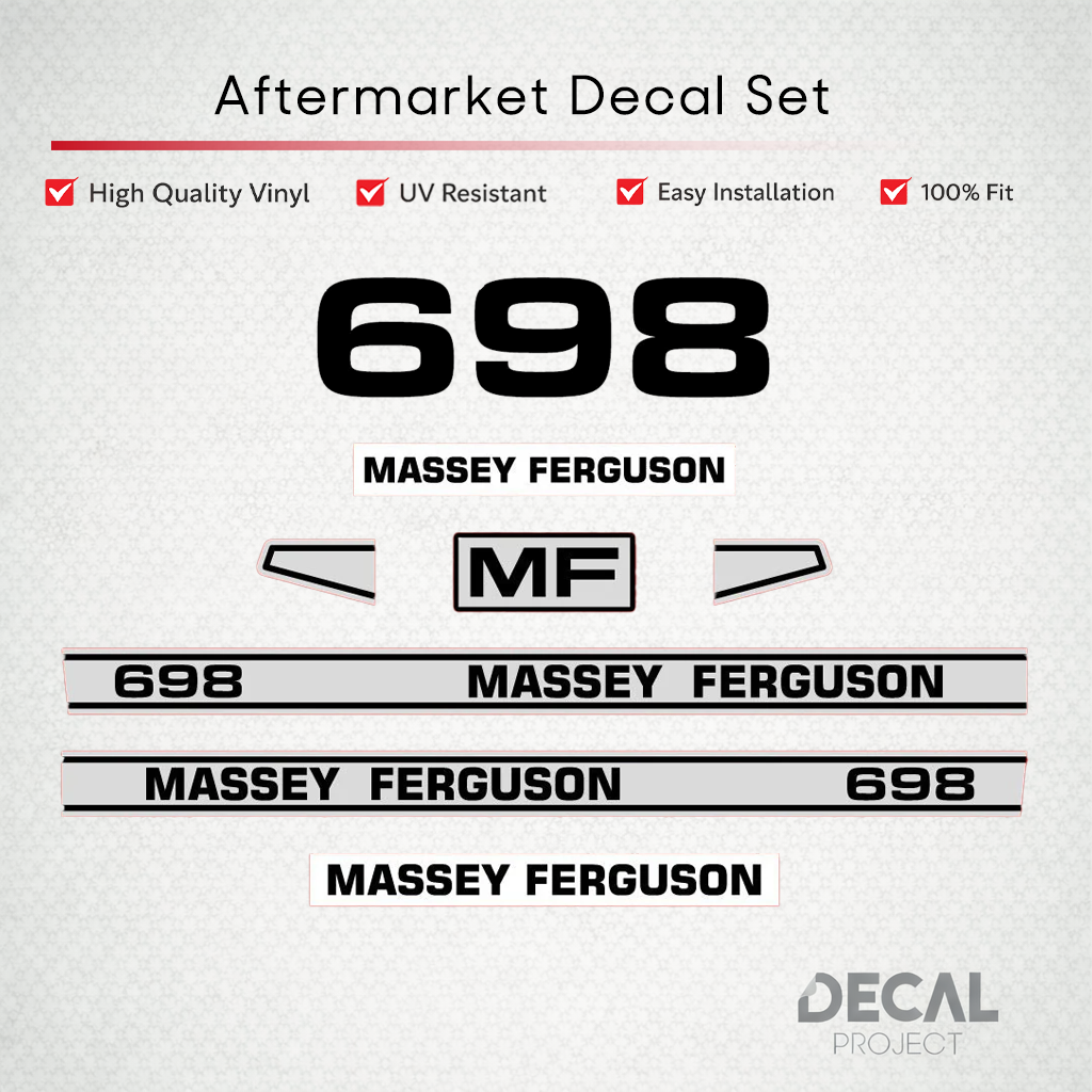 Aftermarket Decal Kit Compatible with Massey Ferguson 698 – Premium Restoration Vinyl Set – Image 1